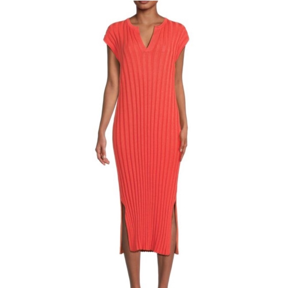 Rails Ashley Ribbed Midi Dress Women’s Size Small Coral